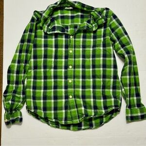 Size L Crazy 8 Boys Vibrant Green Plaid Button Down Shirt